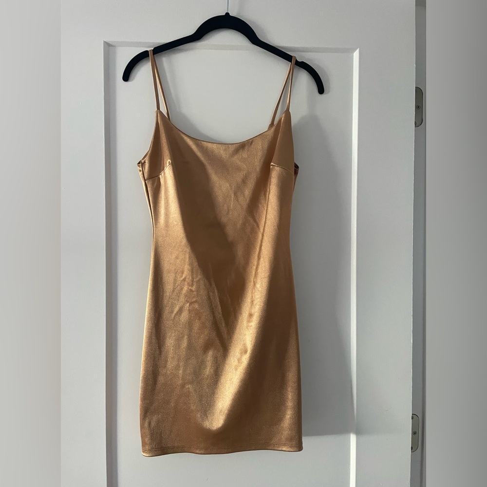 Windsor Gold Satin Mini Bodycon Dress